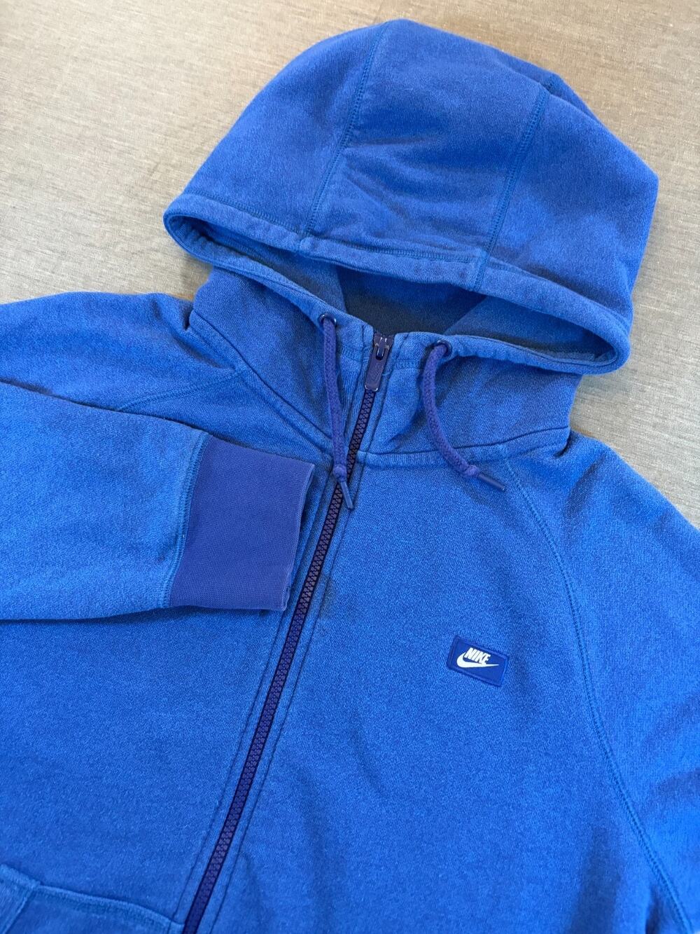 Nike Blue Full Zip Hoodie Sweatshirt Men's Medium Red Tag High Neck